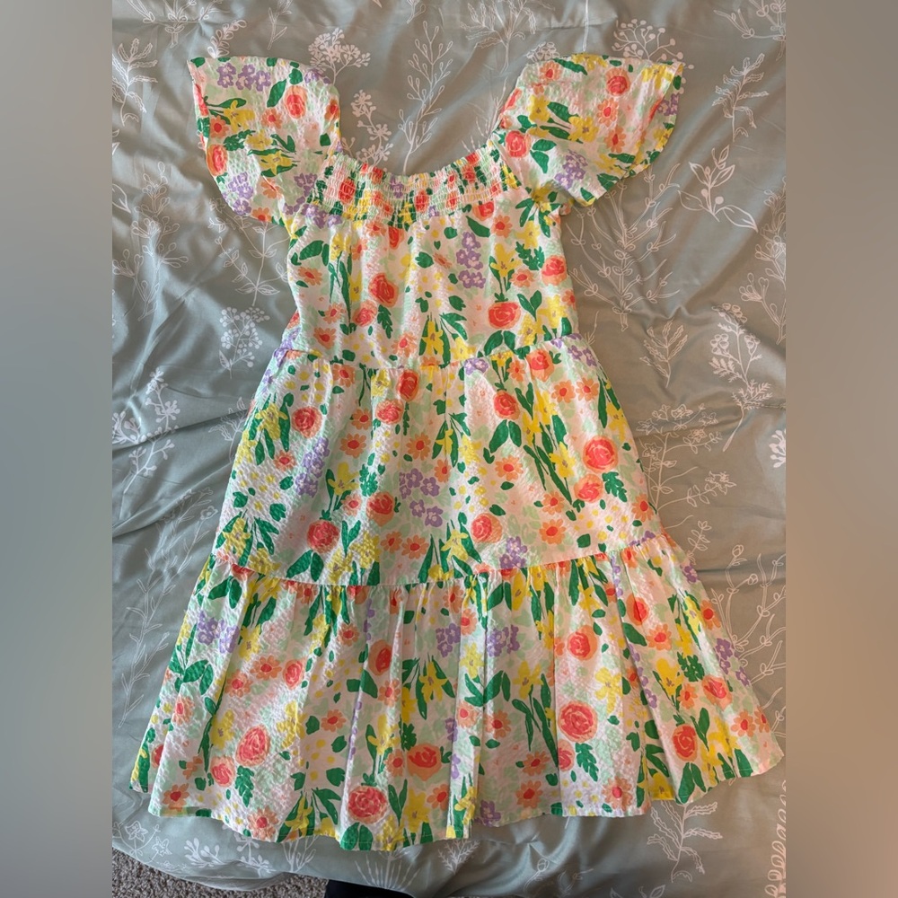 Cat & Jack Multicolor Floral Dress with Ruffled Sleeves